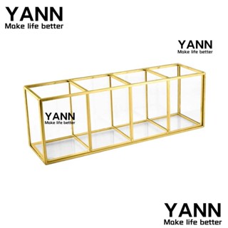 Yann1 ใหม่ กล่องเก็บของ แบบกระจก สี่ช่อง สีทอง สําหรับออฟฟิศ