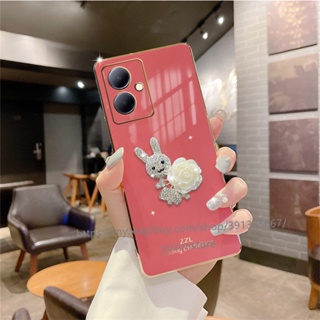 พร้อมส่ง เคสโทรศัพท์มือถือแบบนิ่ม กันกระแทก แต่งพลอยเทียม ลายกระต่าย 3D หรูหรา สําหรับ VIVO Y27 4G 5G 2023 เคส Phone Case