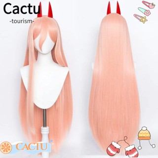 Cactu วิกผมสังเคราะห์ ทนความร้อน แฟชั่น สีชมพู สีส้ม คอสเพลย์ สวมบทบาท