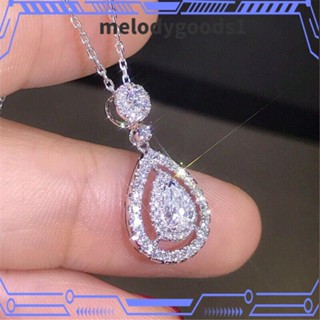 Melodygoods1 สร้อยคอโซ่เงิน จี้ไพลิน สําหรับผู้หญิง งานแต่งงาน