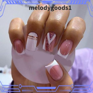 Melodygoods1 เล็บปลอมแฟชั่น หัวเหลี่ยม แบบเต็มเล็บ สําหรับผู้หญิง