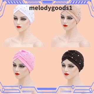 Melodygoods1 ผ้าพันคอ ผ้าโพกหัว ประดับลูกปัดมุก สไตล์มุสลิม