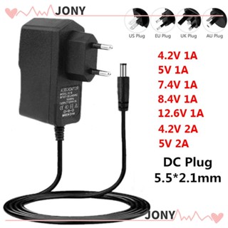 Jony อะแดปเตอร์พาวเวอร์ซัพพลายสว่าน 4.2V 8.4V 12.6V 1A 2A ระดับเลเซอร์ ปลั๊ก EU US แบตเตอรี่ลิเธียม 18650 AC 110-240V