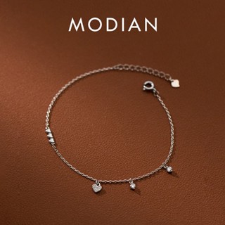 Modian สร้อยข้อมือเงินสเตอร์ลิง 925 จี้รูปหัวใจ เรียบง่าย เครื่องประดับ สําหรับผู้หญิง งานแต่งงาน