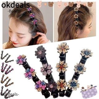 Okdeals กิ๊บติดผมถัก ลายดอกไม้ ปากเป็ด สําหรับผู้หญิง 4 ชิ้น