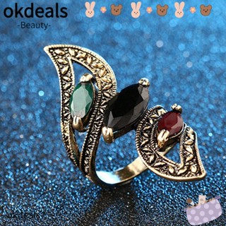 OKDEALS เครื่องประดับ แหวน ขนาดใหญ่ สไตล์วินเทจ และตุรกี หรูหรา สําหรับผู้หญิง