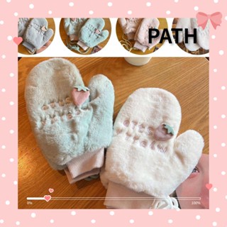 PATH ถุงมือน่ารัก แฟชั่นฤดูใบไม้ร่วง และฤดูหนาว ​ สายคล้องคอ แบบหนา