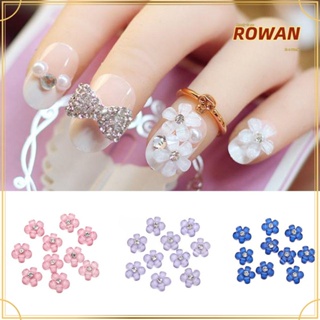 ROWANS พลอยเทียม กลิตเตอร์ ดอกไม้ 5 สี สําหรับตกแต่งเล็บ 10 ชิ้น ต่อแพ็ค