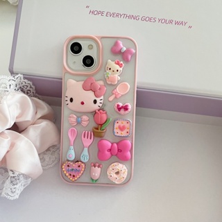 เคสโทรศัพท์มือถือแบบแข็ง ลายการ์ตูนแมว 3D สีชมพู สําหรับ iPhone 14 14Pro 14promax 11 12 12Pro 12promax 13 13Pro 13promax 11