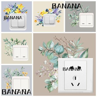 Banana1 สติกเกอร์ ลายดอกไม้ ใบไม้ สีเขียว สําหรับตกแต่งสวิตช์ DIY