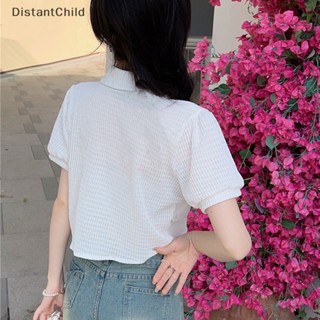 Dsth เสื้อเบลาส์ลําลอง แขนสั้น คอปก แต่งลูกไม้ หรูหรา สําหรับผู้หญิง DSS