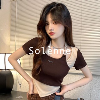 Solenne  เสื้อครอป เสื้อยืดผู้หญิง ครอป baby tee สาวเรโทร 2023 NEW Style พิเศษ Chic ทันสมัย ทันสมัย A29J0ZX 36Z230909