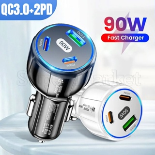 อะแดปเตอร์ชาร์จโทรศัพท์มือถือ 90W USB 3 พอร์ต PD Type C QC3.0 ชาร์จเร็ว สําหรับแท็บเล็ต โทรศัพท์