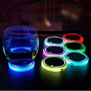 ที่รองแก้วน้ํา สามโหมด กันลื่น มีไฟ LED หลากสีสัน ชาร์จ USB สําหรับตกแต่งรถยนต์