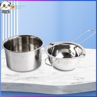 ❉ดีที่สุด❉ หม้อละลายขี้ผึ้ง สเตนเลส ด้ามจับยาว 400 มล. 2 ชิ้น