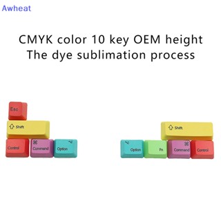 Awheat ปุ่มกดคีย์บอร์ด PBT CMYK สําหรับเล่นเกมคอมพิวเตอร์ 10 ชิ้น ต่อชุด