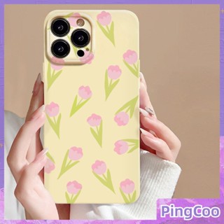 Pingcoo - เข้ากันได้สำหรับ เคส iphone 11 เคสไอโฟน เคสไอโฟน11 TPU เคสเยลลี่กันกระแทกเคสกล้องป้องกันกล้องสีชมพูโรแมนติกดอกทิวลิปเข้ากันได้กับ iPhone 14 13 Pro max 12 Pro Max xr xs 7Plus 8Plus