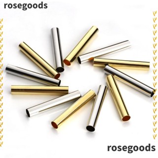 Rosegoods1 ท่อตรง ยาว 30X4 มม. สีทอง เงิน 200 ชิ้น|ลูกปัด สําหรับแขวนต้นไม้ แบบติดผนัง