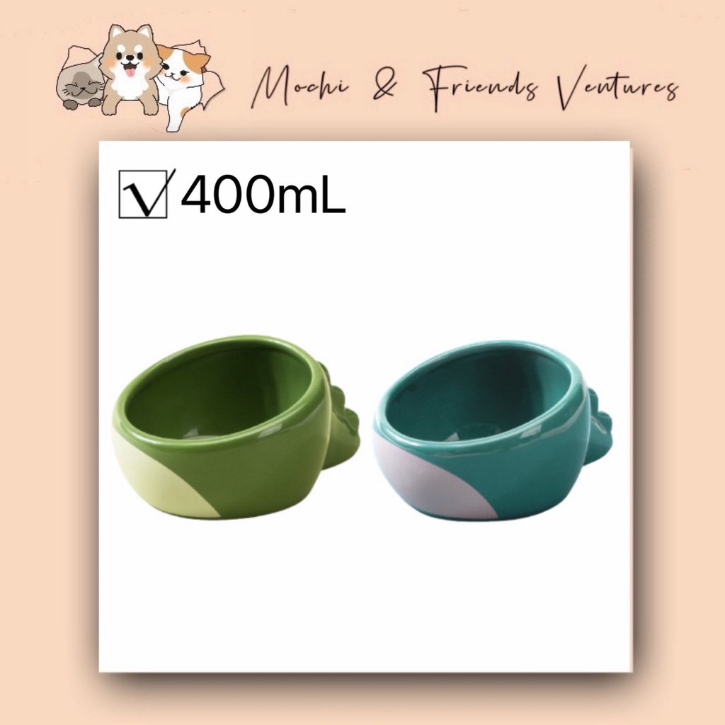 MNF เซรามิคชามสัตว์เลี้ยงไดโนเสาร์แมวชามสุนัขชามคอสัตว์เลี้ยง Feeder Bekas Makanan Kucing Seramik ยก