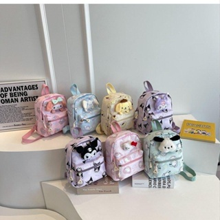 กระเป๋าเป้สะพายหลัง ลายการ์ตูน Sanrio My Melody Cinnamoroll Kuromi Pochacco Pom Pom Purin HelloKitty น่ารัก สําหรับเด็กผู้หญิง เหมาะกับการเดินทาง