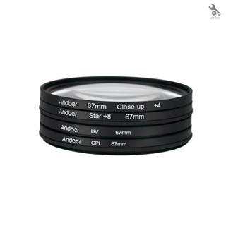 {self} Andoer 67mm UV+CPL+Close-Up+4 +Star 8-Point Filter Circular Filter Kit Circular Polarizer Filter Macro Close-Up Star 8-Point Filter with Bag for   Pentax  DSLR