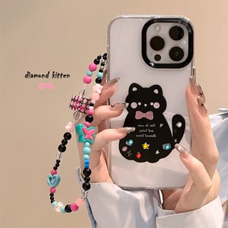 [พร้อมส่ง] เคสป้องกันโทรศัพท์มือถืออะคริลิค ประดับเพชร พร้อมสายคล้อง สําหรับ Apple iPhone 15 14 13 12 11 PROMAX XS XR XSMAX SE2020 6 7 8PLUS MINI