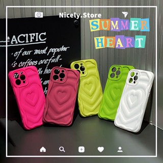 เคสโทรศัพท์มือถือ TPU กันกระแทก ปิดด้านหลัง ลายหัวใจ สีนีออน สําหรับ iPhone 14 13 12 Pro Max 11