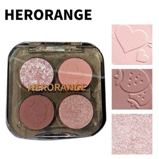 Herorange~ พาเลทอายแชโดว์ เนื้อแมตต์ กลิตเตอร์ แวววาว กันน้ํา ติดทนนาน