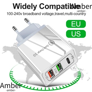 Amber หม้อแปลงพาวเวอร์ซัพพลาย USB 3 พอร์ต แบบพกพา ชาร์จเร็ว