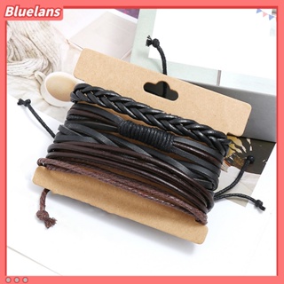 Bluelans สร้อยข้อมือเชือกถัก ผ้าลินิน หลายชั้น ของขวัญ สําหรับทุกเพศ 4 ชิ้น ต่อชุด