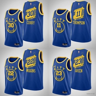 เสื้อกีฬาบาสเก็ตบอล ลายทีม NP2 NBA Warriors Green Wiggins Thompson Curry PN2 สไตล์เรโทร คลาสสิก