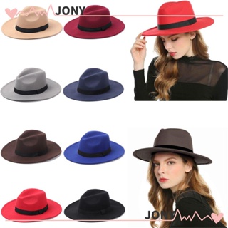 Jy1 Fedora หมวกผ้าขนสัตว์ สไตล์วินเทจ แฟชั่น สําหรับเต้นรํา การแสดงบนเวที ปาร์ตี้คาวบอย