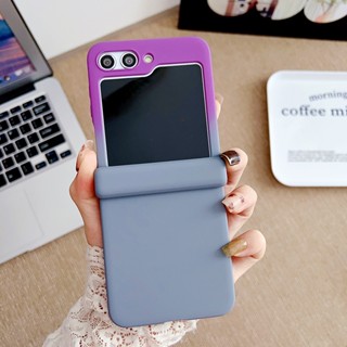 เคสแข็ง ไล่โทนสี เรียบง่าย สําหรับ Samsung Galaxy Z Flip 5 4 3