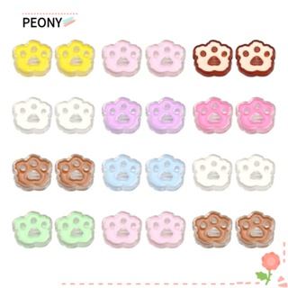 Peonypavilion ลูกปัดอะคริลิค พิมพ์ลายรอยเท้าแมว สุนัข หมี คละสี สําหรับทําเครื่องประดับ งานฝีมือ DIY 36 ชิ้น