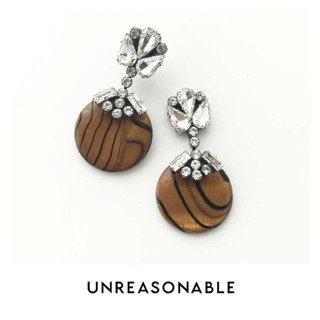 ต่างหู Drop สีน้ำตาล ต่างหูคลิป ต่างหูก้านเงินแท้ สวยใส่สบาย Unreasonable Accessories UA0720-04