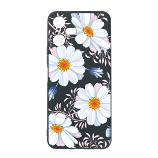 Tecno Pova Neo 3 เคส ลายดอกไม้ สีดํา นิ่ม TPU ซิลิโคน เคสป้องกัน