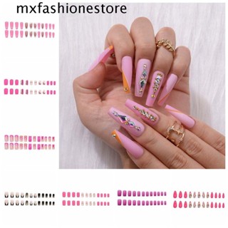 Mxfashione เล็บปลอม ลายหัวใจ สีชมพู สําหรับตกแต่งเล็บบัลเล่ต์ DIY