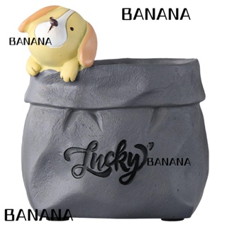 Banana1 กล่องใส่ปากกาเรซิ่น รูปสุนัข สีเทา อุปกรณ์เสริม สําหรับตกแต่งโต๊ะทํางาน สํานักงาน