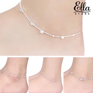 Ellastore123 สร้อยข้อเท้า ประดับลูกปัด รูปดาว หัวใจ ปรับได้ สําหรับผู้หญิง ช้อปปิ้ง