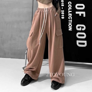 2TOYOUNG Moon กางเกงขายาว คาร์โก้ กางเกง เชือกอเมริกันคลาสิค Cargo pants 2023 NEW 080230 Chic Unique Comfortable รุ่นใหม่ TN220220 36Z230909