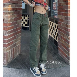 2TOYOUNG  กางเกงขายาว คาร์โก้ กางเกง เชือกอเมริกันคลาสิค Cargo pants 2023 NEW 080227 Comfortable พิเศษ Unique fashion A20M00B 36Z230909