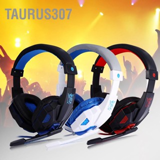 Taurus307 หูฟังเล่นเกมสเตอริโอพร้อมชุดหูฟังแบบมีสายไมค์พร้อมไฟ LED หูฟังตัดเสียงรบกวน