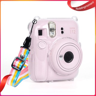 ❤ Rotatingmoment ใหม่ เคสกระเป๋าใส่กล้องถ่ายรูป คริสตัลใส พร้อมสายคล้องไหล่ สําหรับ Fujifilm Instax Mini 12