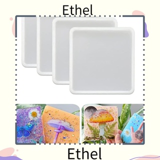 Ethel1 แม่พิมพ์ที่รองแก้ว ซิลิโคนเรซิ่น อีพ็อกซี่ ทรงสี่เหลี่ยม ขนาด 11*11 ซม. สีขาว DIY 4 ชิ้น