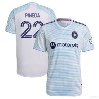 Ani 2021 MLS Mauricio Pineda Chicago Fire Jersey เสื้อยืดลําลอง แขนสั้น พลัสไซซ์ เหมาะกับการเล่นกีฬา