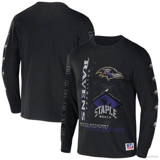 Hq7 NFL Ravens Jersey เสื้อยืดแขนยาว สีดํา พลัสไซซ์ QH7