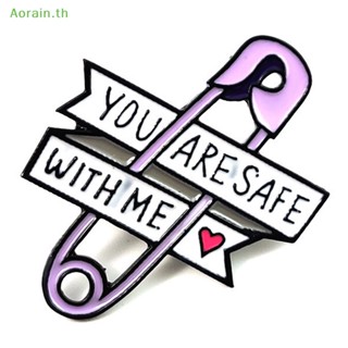 # เข็มกลัด &amp; ใหม่ # You Are Safe With Me Safety Pin เข็มกลัดเคลือบแข็ง เข็มกลัดปกเสื้อ กระเป๋าเป้สะพายหลัง กระเป๋าแจ็กเก็ต สําหรับผู้ชาย ผู้หญิง คู่รัก