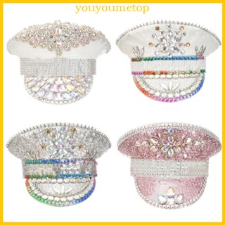 Youyo Bejeweled หมวกเจ้าสาว ประดับไข่มุกหนัก หมวกกัปตัน หมวกประดับด้วยลูกปัดเพชร