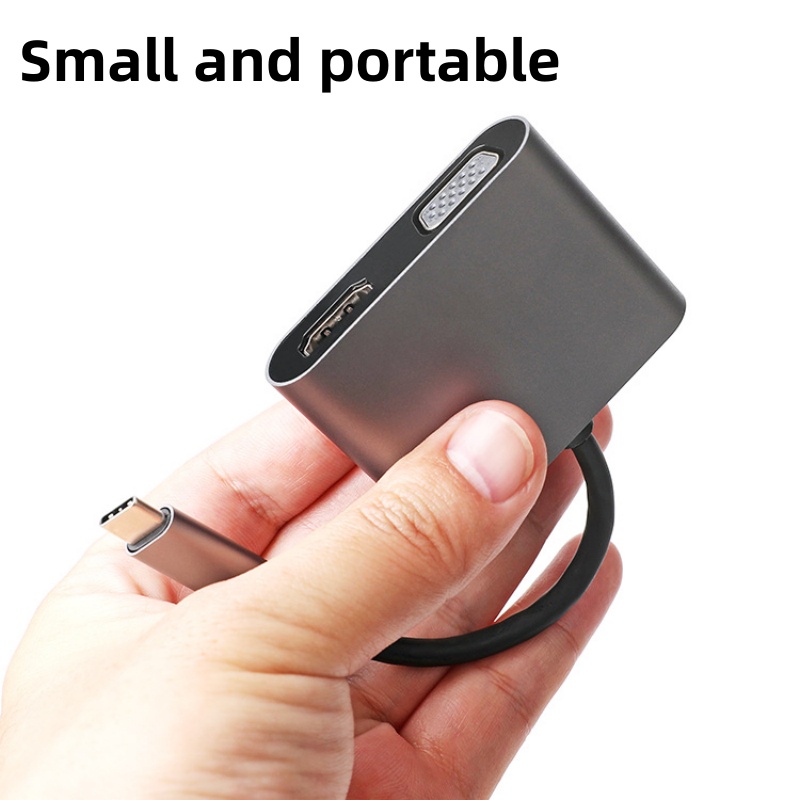 Thunderbolt 3 4 ความเร็วสูง 4 พอร์ต USB C ถึง HDMI 4K VGA USB3.0 PD ฮับชาร์จ Type C แท่นชาร์จ USB C Hub สําหรับแล็ปท็อป โทรศัพท์มือถือ แท็บเล็ต สวิตช์ USB C แท่นวาง