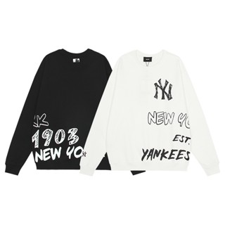 Ny&amp;mlb เสื้อกันหนาว คอกลม ผ้าฝ้ายแท้ ปักลายตัวอักษรกราฟฟิตี้ 1903 Dgsdh